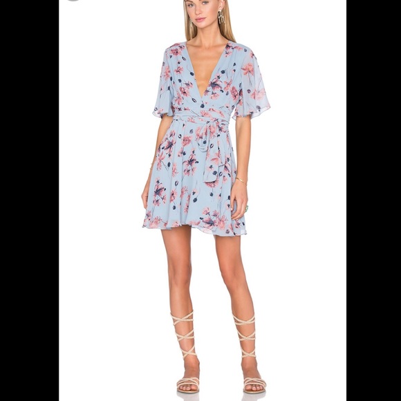 House of Harlow 1960 x Revolve Harper Wrap dress in blue floral print - Picture 2 of 7